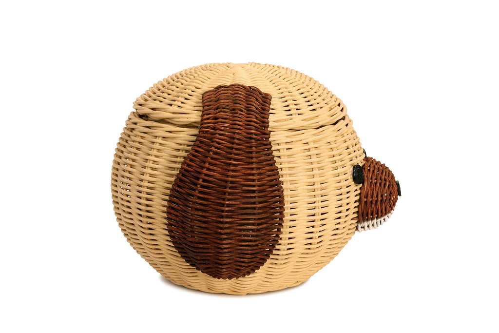 G6 Collection Dog Rattan Storage Basket With Lid Decorative Bin Home Decor Hand Woven Shelf Organizer Cute Handmade Handcrafted