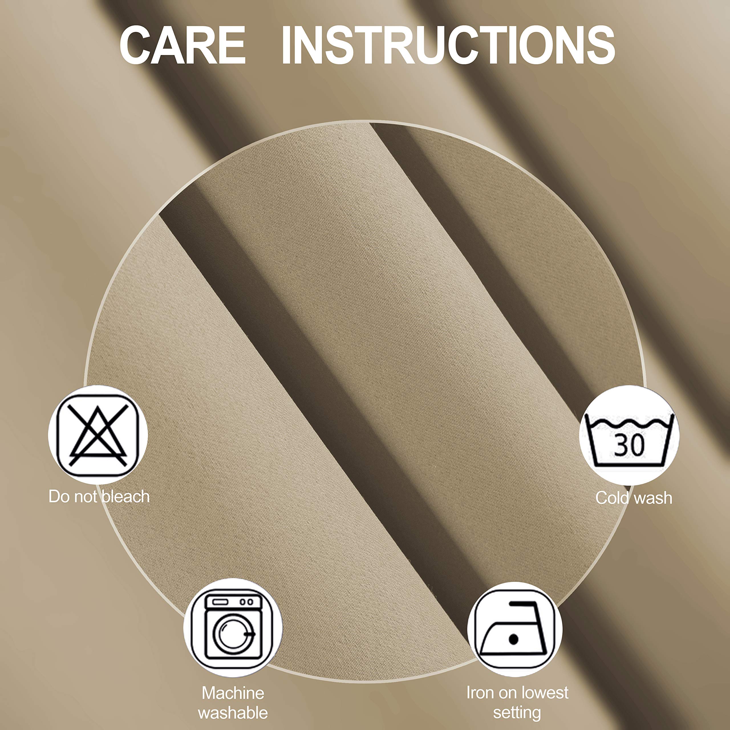 Lemomo Beige Thermal Blackout Curtains/38 X 63 Inch/Set Of 2 Panels Room Darkening Curtains For Bedroom