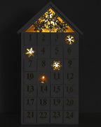 Brubaker Reusable Wooden Advent Calendar To Fill - White Snow House With Led Lighting - Diy Christmas Calendar 9.57 X 17.72 X 3.