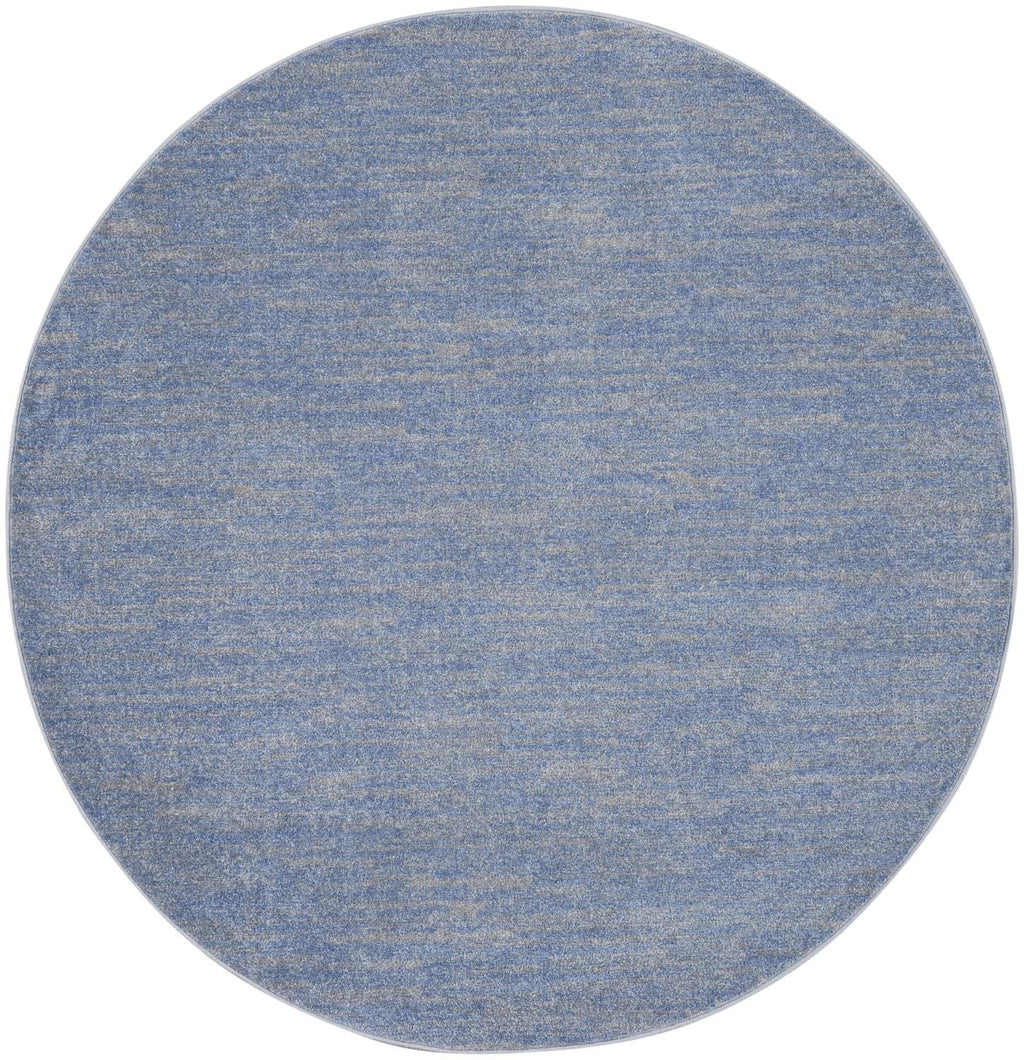 Nourison Essentials Indoor/Outdoor Blue/Grey 6' X Round Area -Rug, Easy -Cleaning, Non Shedding, Bed Room, Living Room, Dining Room, Backyard, Deck, Patio (6 Round)