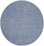 Nourison Essentials Indoor/Outdoor Blue/Grey 6' X Round Area -Rug, Easy -Cleaning, Non Shedding, Bed Room, Living Room, Dining Room, Backyard, Deck, Patio (6 Round)