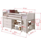 Donco Kids Louver Panel Twin Modular Low Loft Bed in White Finish - Combo Set B