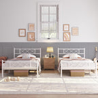 Yaheetech Metal Bed Frame Platform With Headboard And Footboard Mattress Foundation No Box Spring Needed Under Bed Storage Strong Slat Support Twin Size White