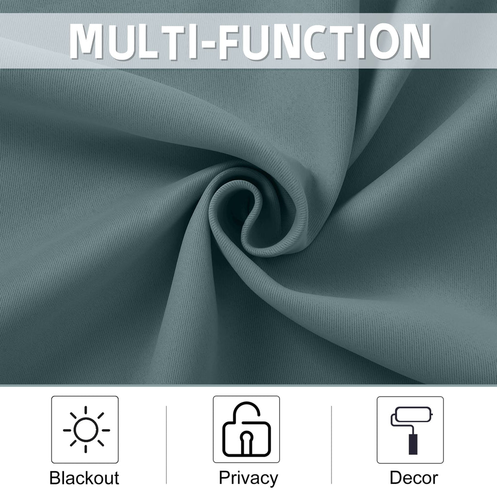 Nicetown Blackout Tiers Small Valance Curtains, Short Kitchen Curtain Room Darkening, Grommet Top Small Window Topper Treatment For Living Room/Bedroom/Basement(1 Panel, 52X18 Inches, Greyish Blue)