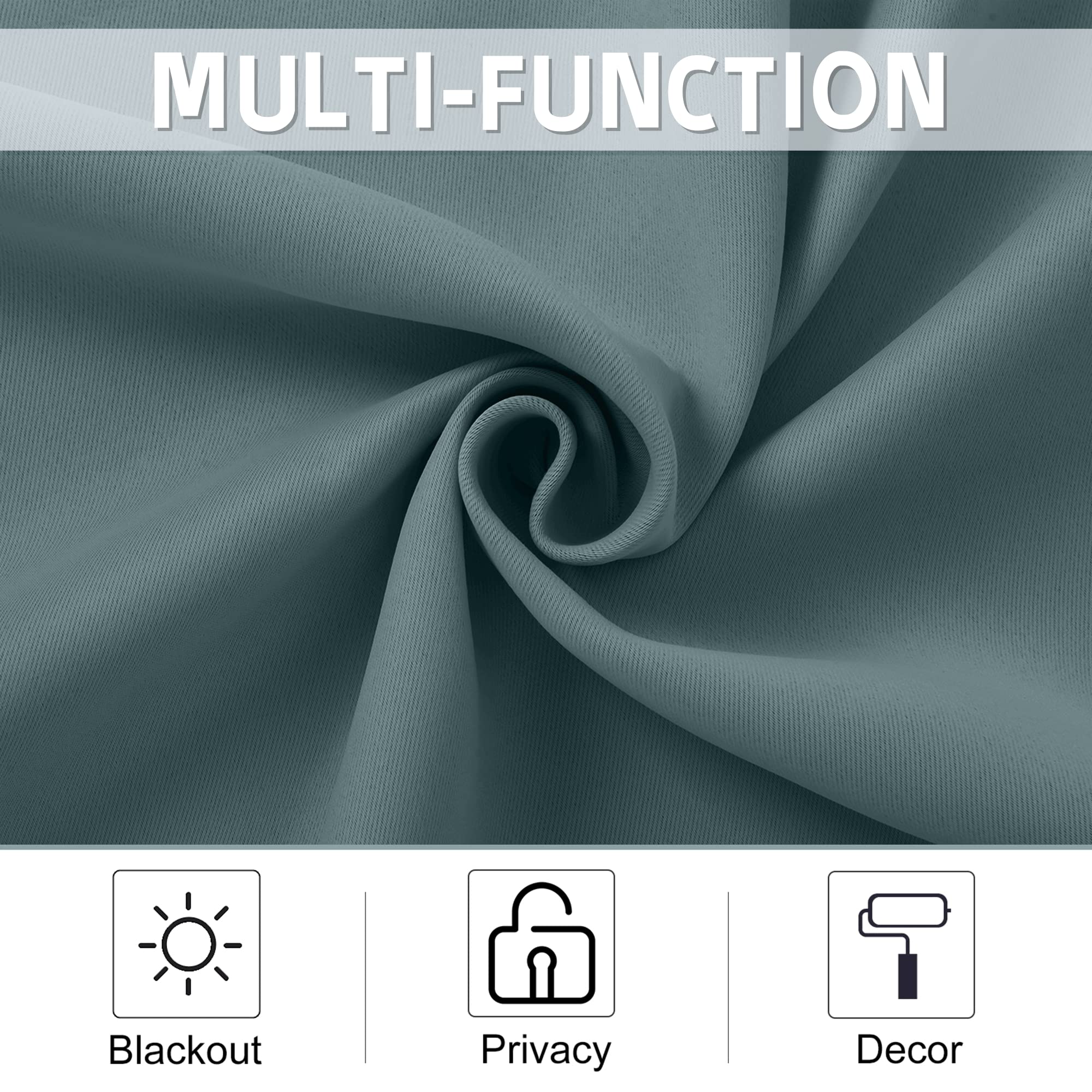 Nicetown Blackout Tiers Small Valance Curtains, Short Kitchen Curtain Room Darkening, Grommet Top Small Window Topper Treatment For Living Room/Bedroom/Basement(1 Panel, 52X18 Inches, Greyish Blue)