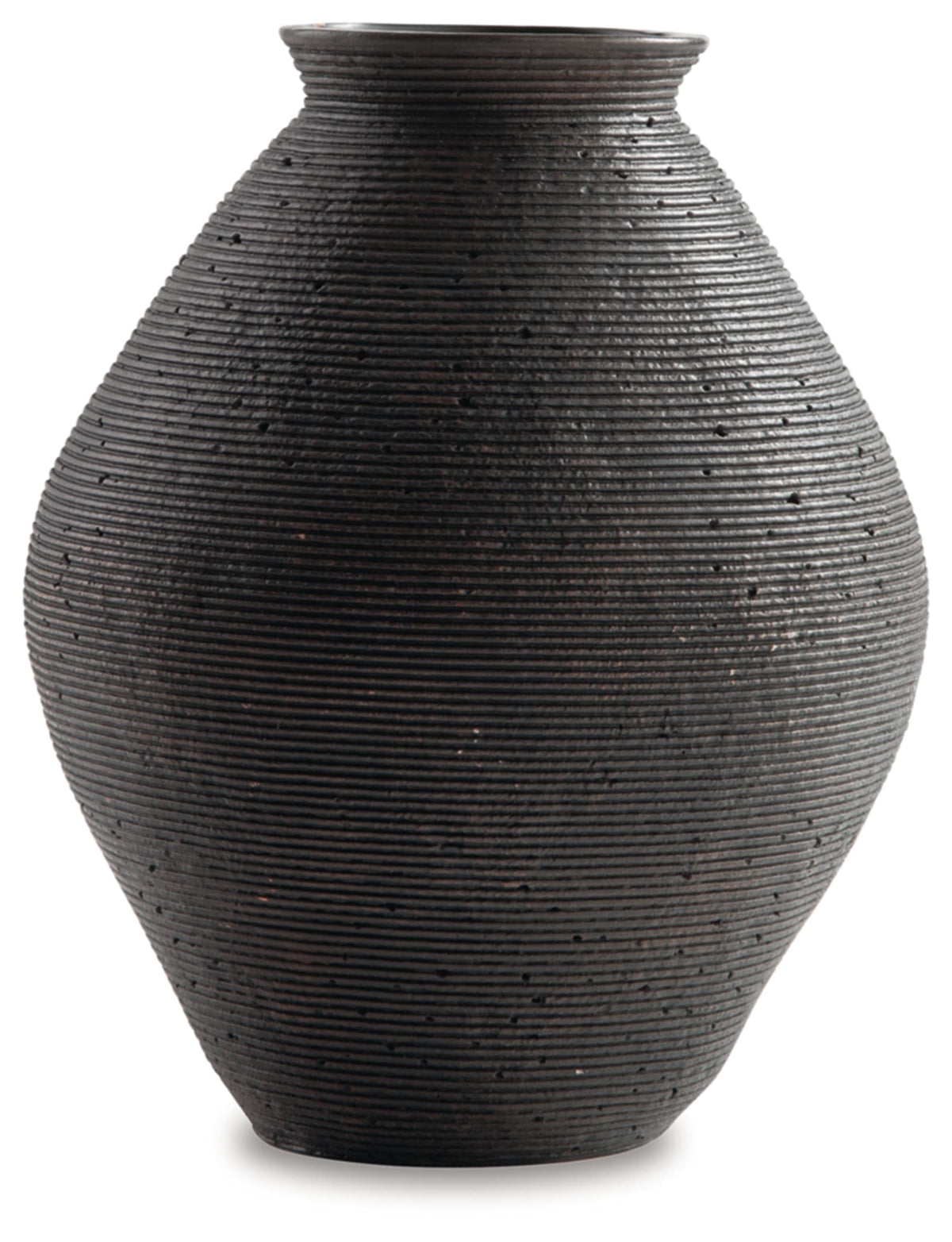 Signature Design by Ashley Hannela 12 Modern Distressed Polyresin Vase, Antique Brown