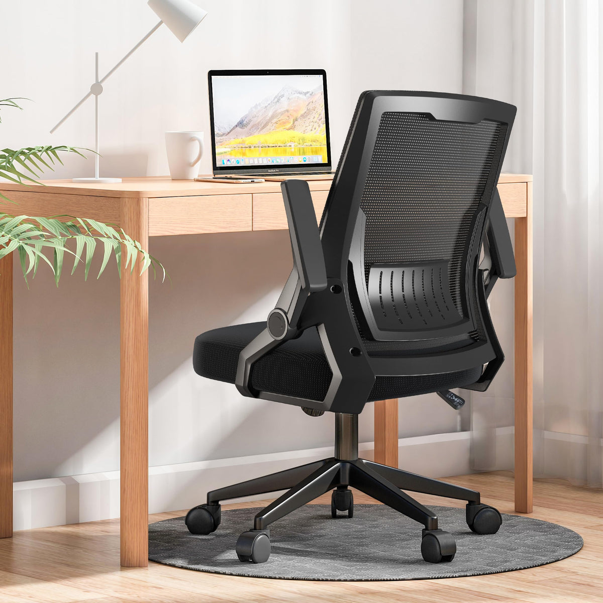 Gtpoffice Ergonomic Office Chair, Computer Desk Chair Comfy With Adjustable Lumbar Support, Midback Mesh Office Chair With Flip