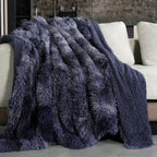 Pawque Faux Fur Blankets Queen Size 60X80 Inches, Super Soft Fuzzy Fluffy Blanket, Warm Thick Sherpa Long Hair Shag Reversible L