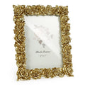 VAN GOGH ART Vintage Gold 5x7 Picture Frame, Gold Ornate Rose Flower Resin Photo Frame with Glass Front for Tabletop, Antique Pi