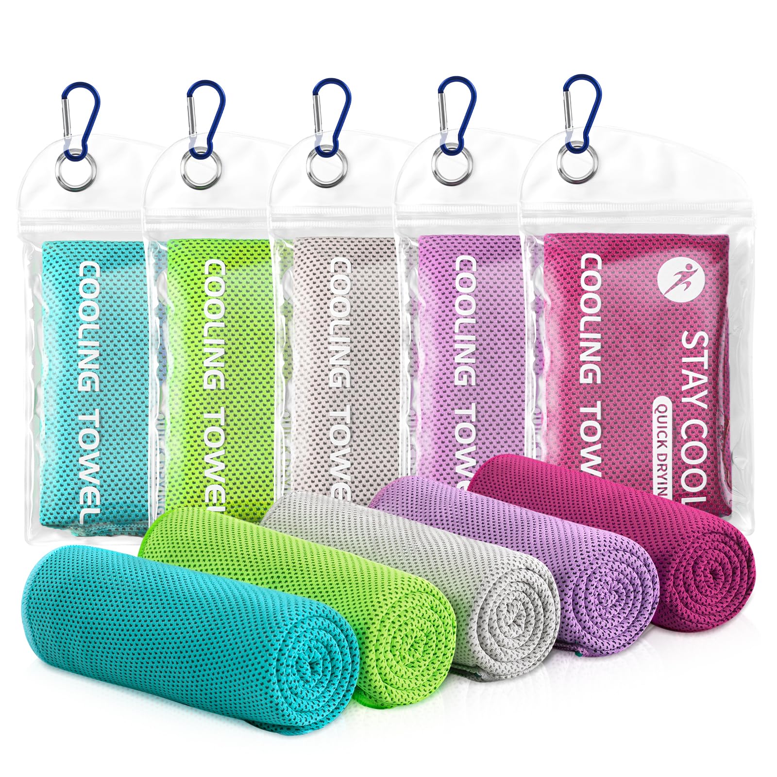 Ymomode Cooling Towels - 5 Pack Gym Towels, Gym Towel for Working Out, Yoga Towel, Quick Dry Towel for Running, Camping, Fitness