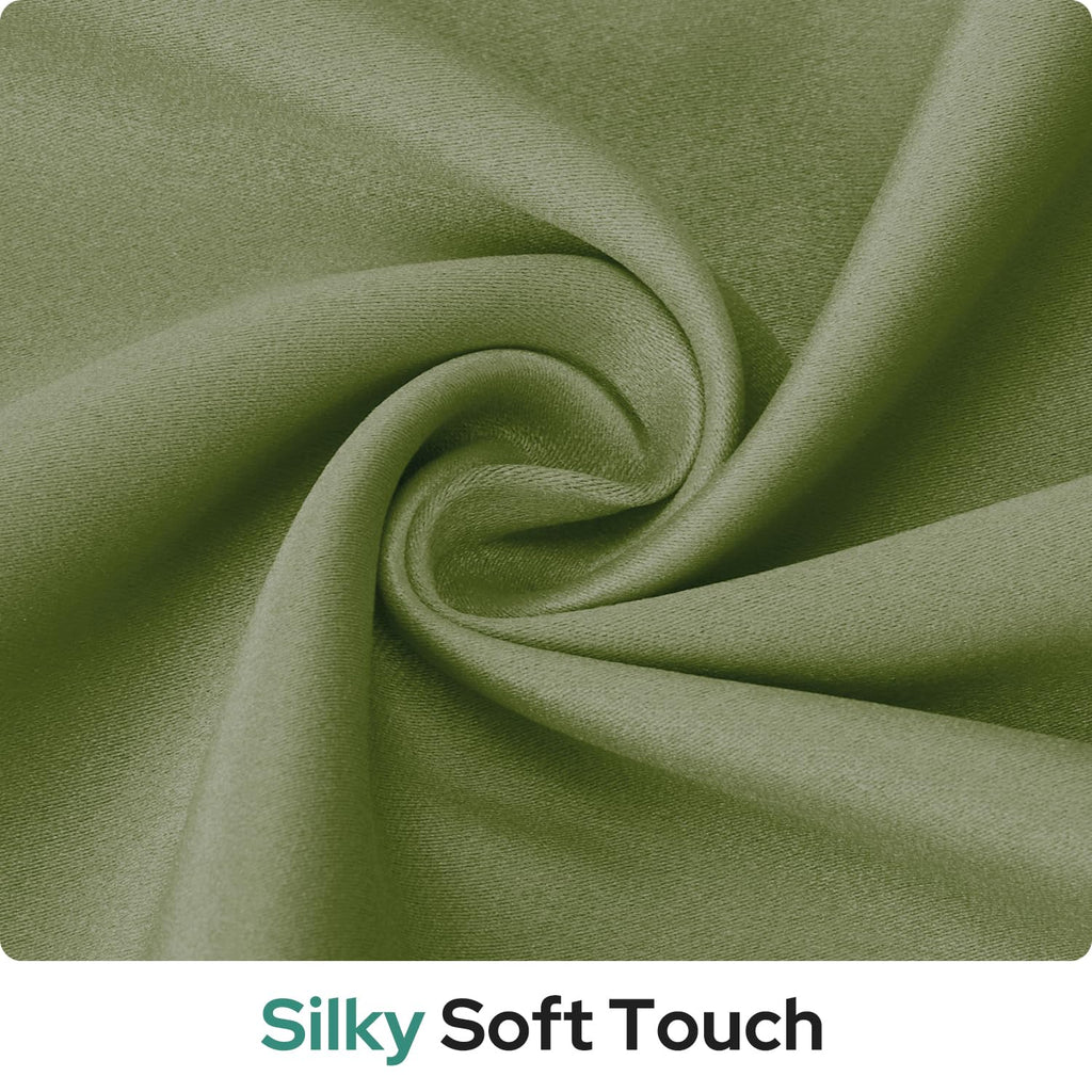 Homeideas 100% Blackout French Door Curtains, Privacy Door Curtains For Door Window, 30 X 68 Inch Room Darkening Curtains, Thermal Insulated Door Window Shades For Bedroom, (1 Panel, Sage Green)