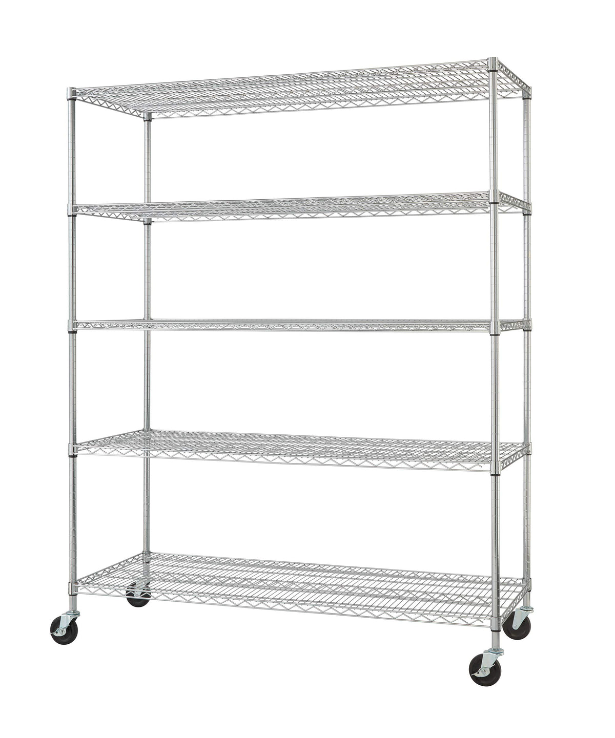 TRINITY EcoStorage Heavy Duty 5-Tier Adjustable Wire Shelving with Wheels for Kitchen Organization, Garage Storage, Laundry Room
