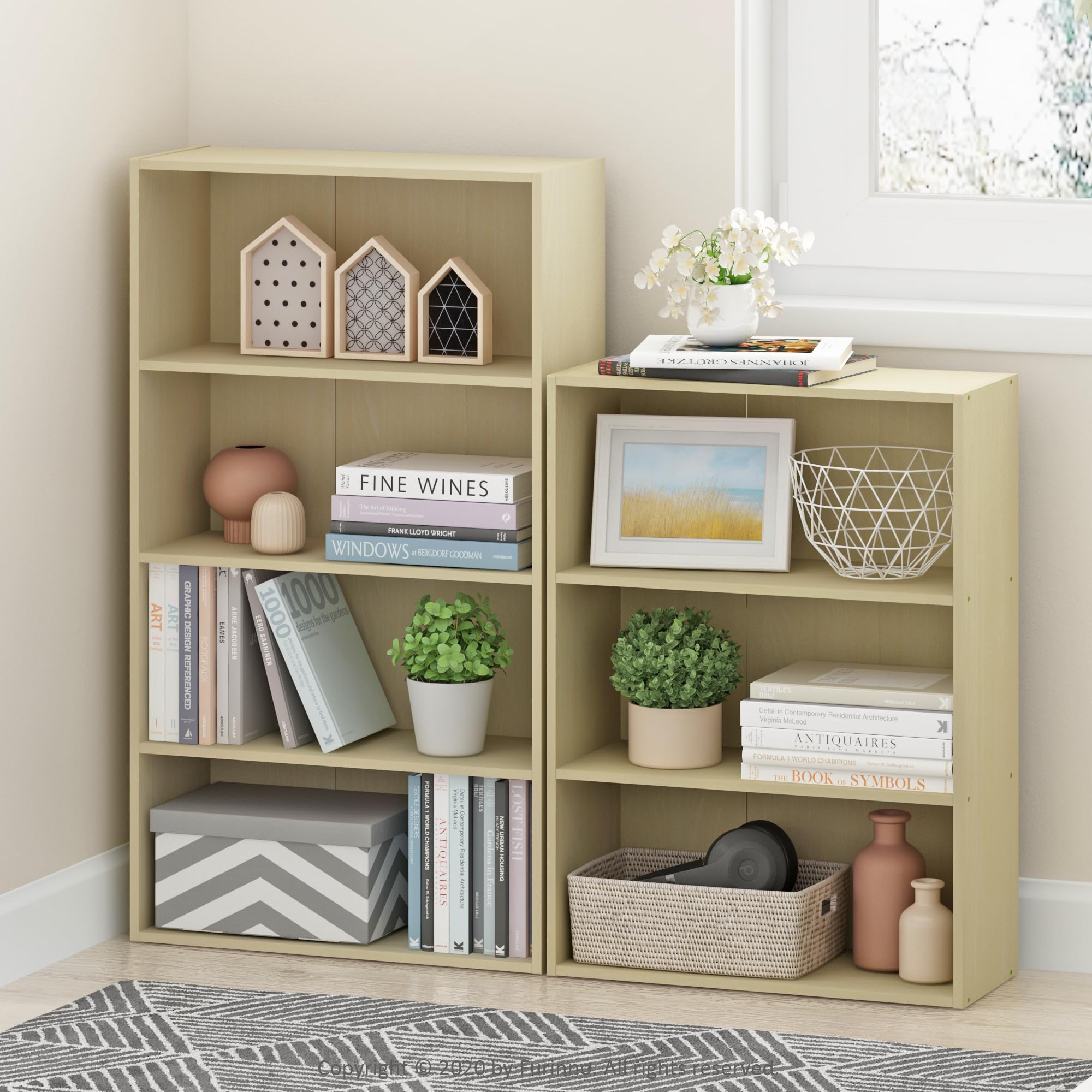 Furinno Pasir 4 Tier Open Shelf, Steam Beech