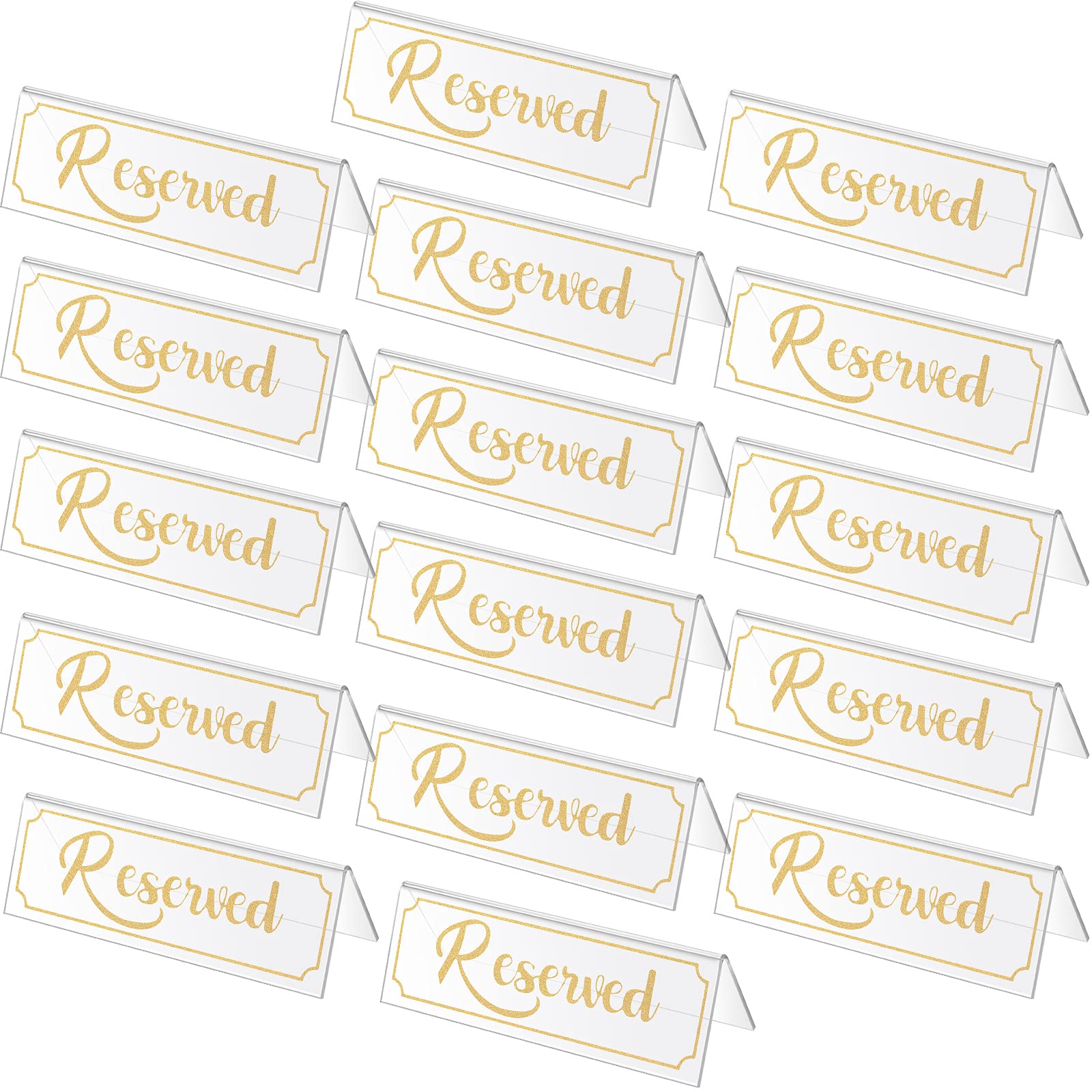 16 Pieces Reserved Sign Acrylic Clear Reserved Table Tent Signs Table Number Holders for Wedding Printed Seating Reservation Res