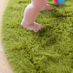 Junovo Round Rug, 4Ft, Green, Soft Area Rugs For Kids Girls Room Decor, Fluffy Shaggy Carpet, Circular Nursery Rug For Baby Room