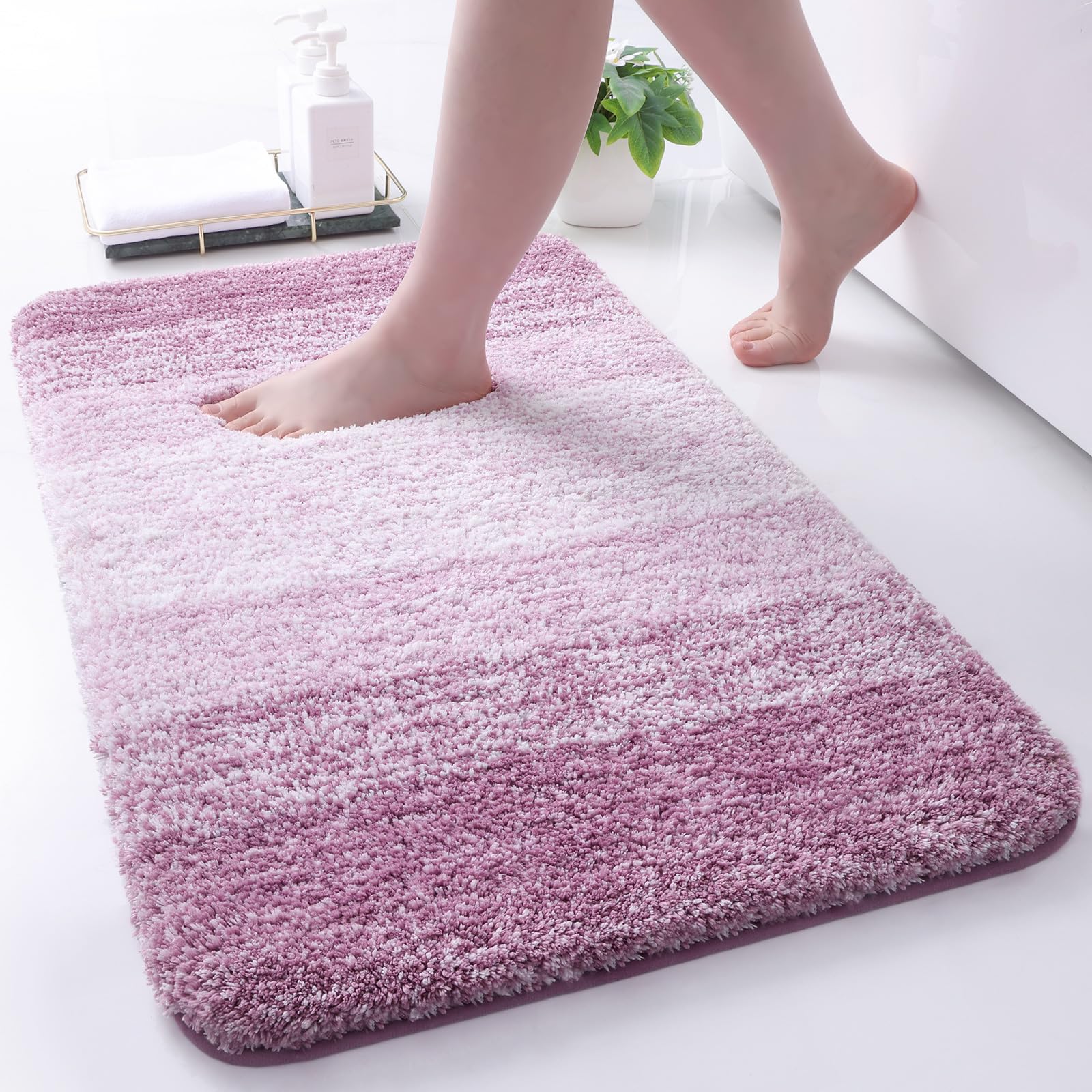 Arotive Microfiber Bathroom Rugs, Shaggy Soft and Absorbent, Non-Slip, Thick Plush Machine Washable Dry Bath Mats for Bathroom, 
