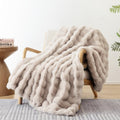 Smoofy Faux Fur Blanket Rabbit Fleece - Linen Fluffy Blanket For Sofa, Cozy Soft Plush Throw Blanket For Couch Bed, Luxury Thick
