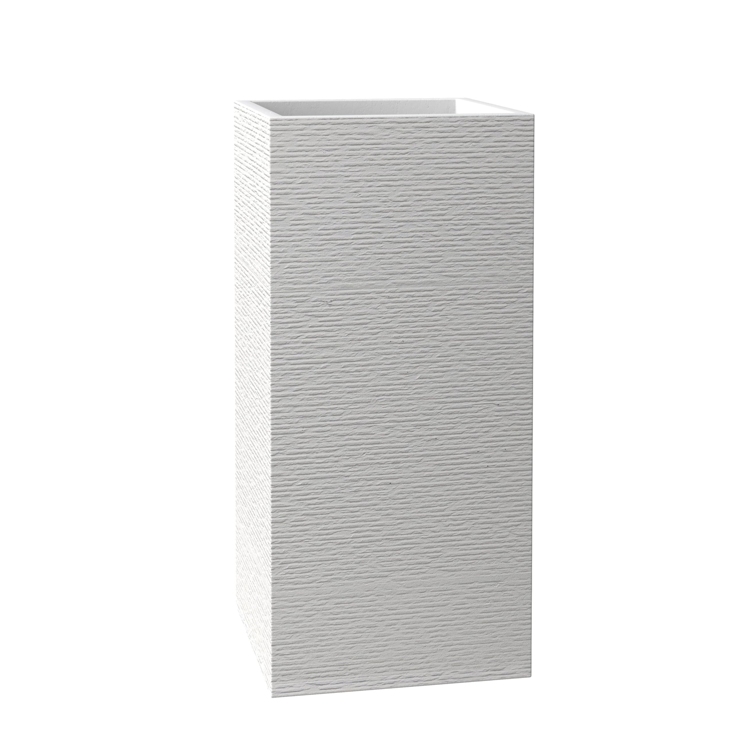 Basalt Series Poly Stone Planter 11 Square 23.6 High in White