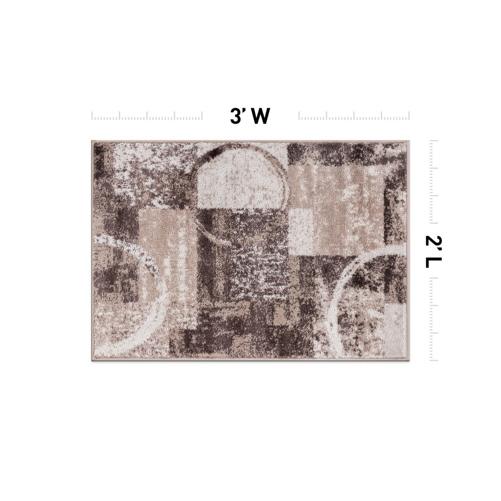 Rugshop Contemporary Abstract Circle Design Soft Area Rug 2' X 3' Brown
