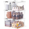 Citylife 7.8 QT 6 Pack Small Storage Bins Plastic Storage Container Stackable Box with Lids for Organizing, Clear White