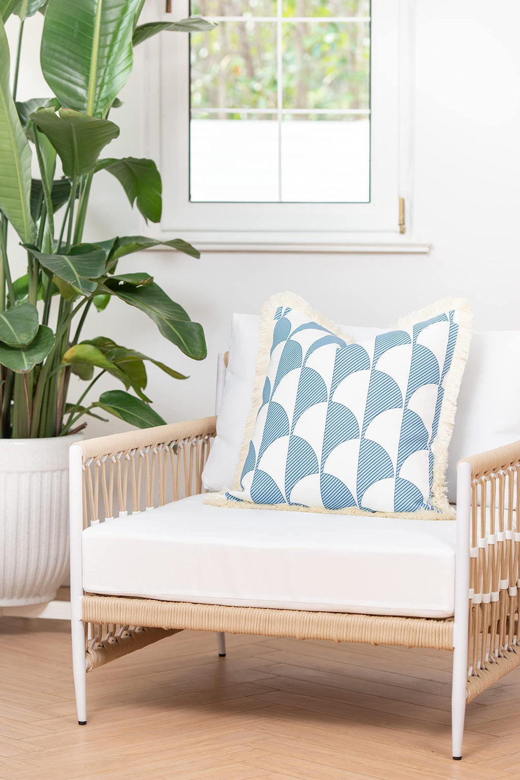 Hofdeco Premium Coastal Hampton Style Patio Indoor Outdoor Pillow Cover Only, 20'X20' Water Resistant For Backyard, Couch, Bab