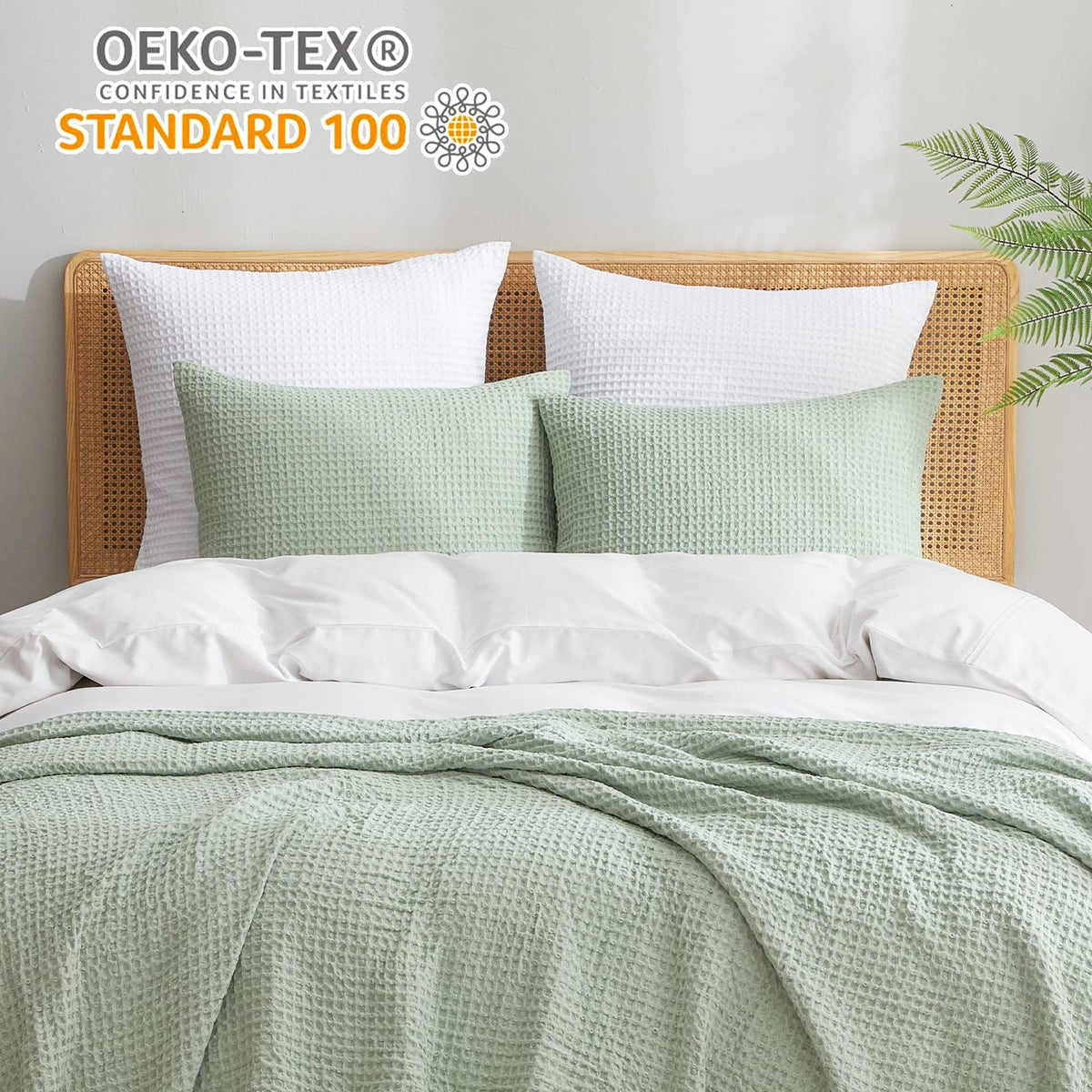 Phf Ultra Soft Waffle Weave Euro Shams Pillow Covers 26' X 26' 2 Pack, No Filling, Breathable Skin-Friendly Euro Throw Pillow Covers For Bed Couch Sofa, White