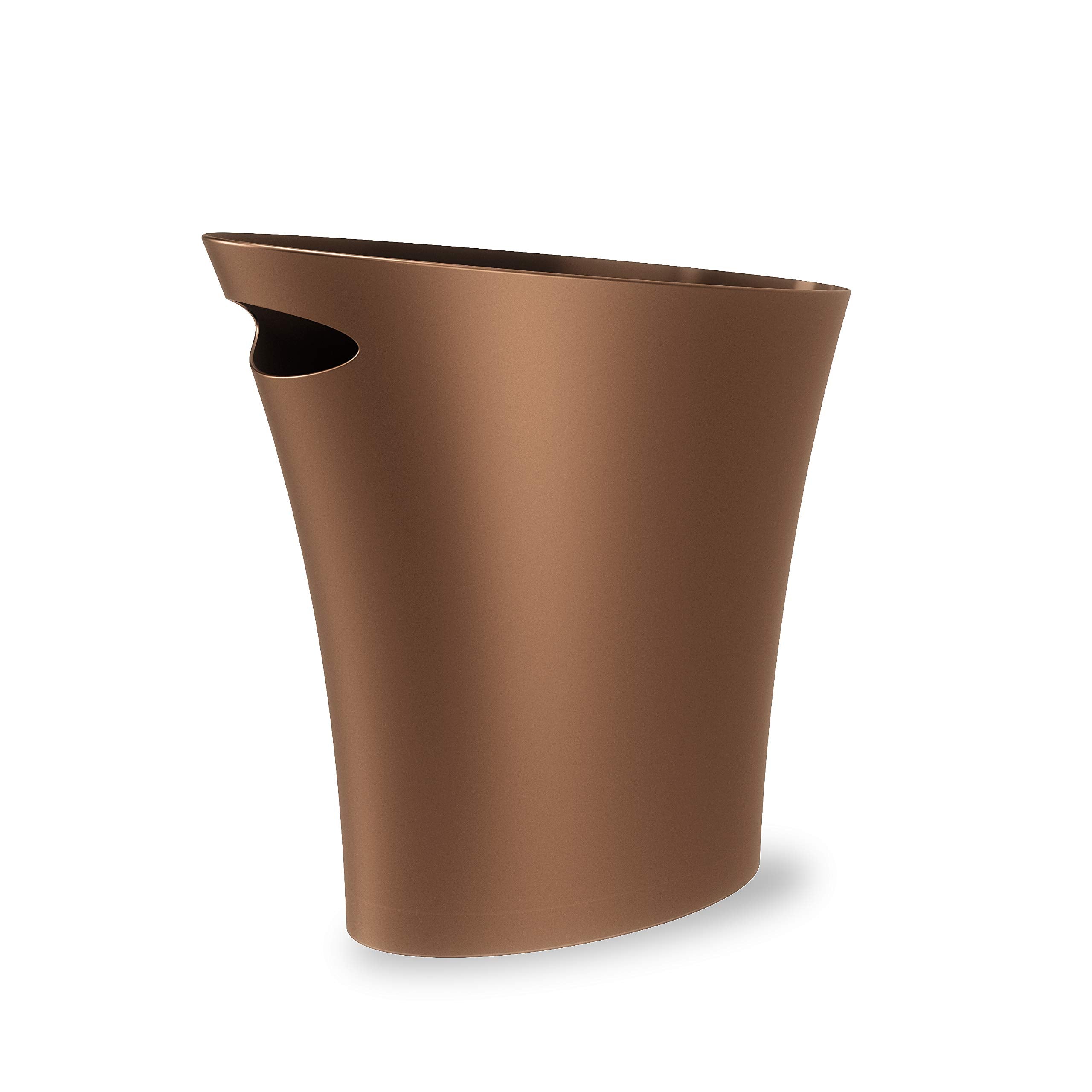 Umbra Skinny Sleek & Stylish Bathroom Trash, Small Garbage Can Wastebasket for Narrow Spaces at Home or Office, 2 Gallon Capacit