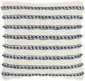 HomeRoots 60% Cotton 40% Polyester Navy Blue and Ivory Textured Stripes Throw Pillow