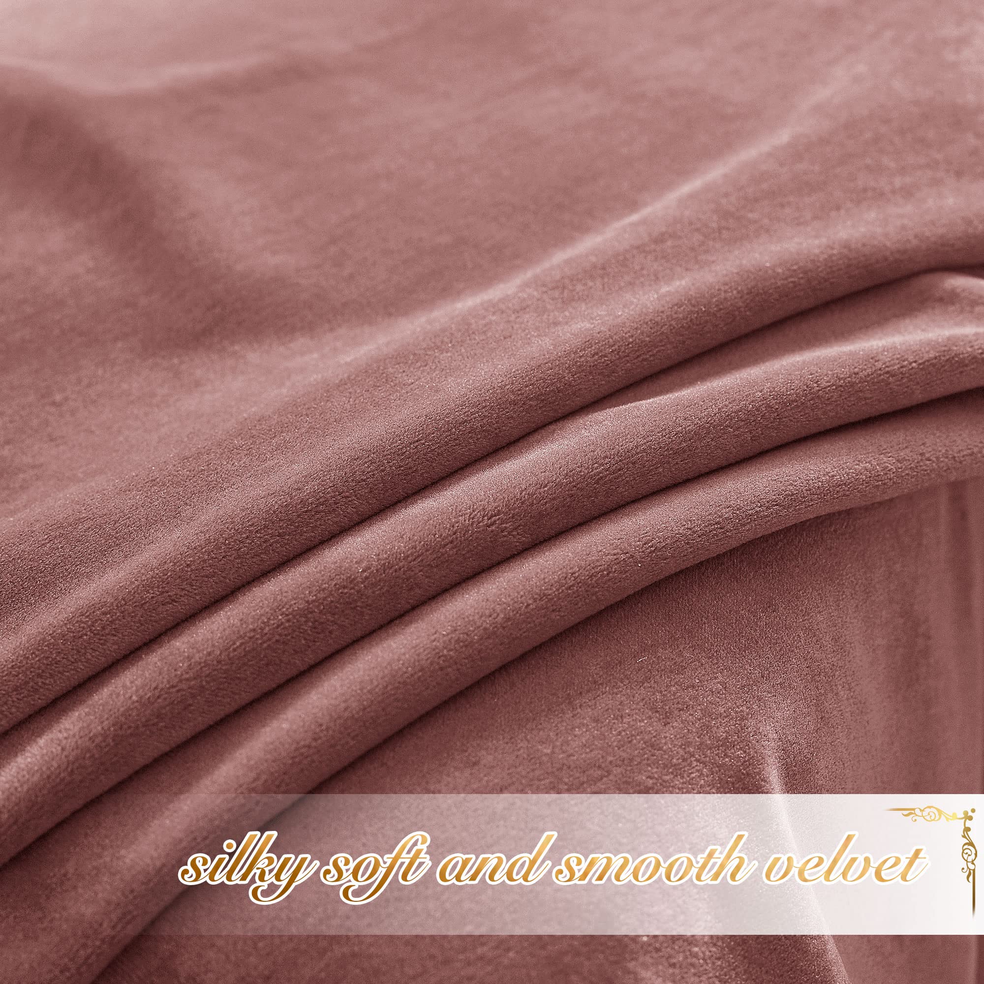 Nicetown Wild Rose Velvet Curtains, Rod Pocket Velvet Drapes, Media Movie Theater Room Decor For Living Room, Super Soft Luxury