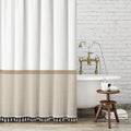 Seasonwood Tall Shower Curtain 78-Inch Height White And Beige Shower Curtain With Tassels Water Repellent, Wrinkle Free