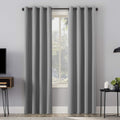 Sun Zero Channing Grid Texture Draft Shield Fleece Insulated Total Blackout Grommet Curtain Panel, 50 x 63, Sterling Gray