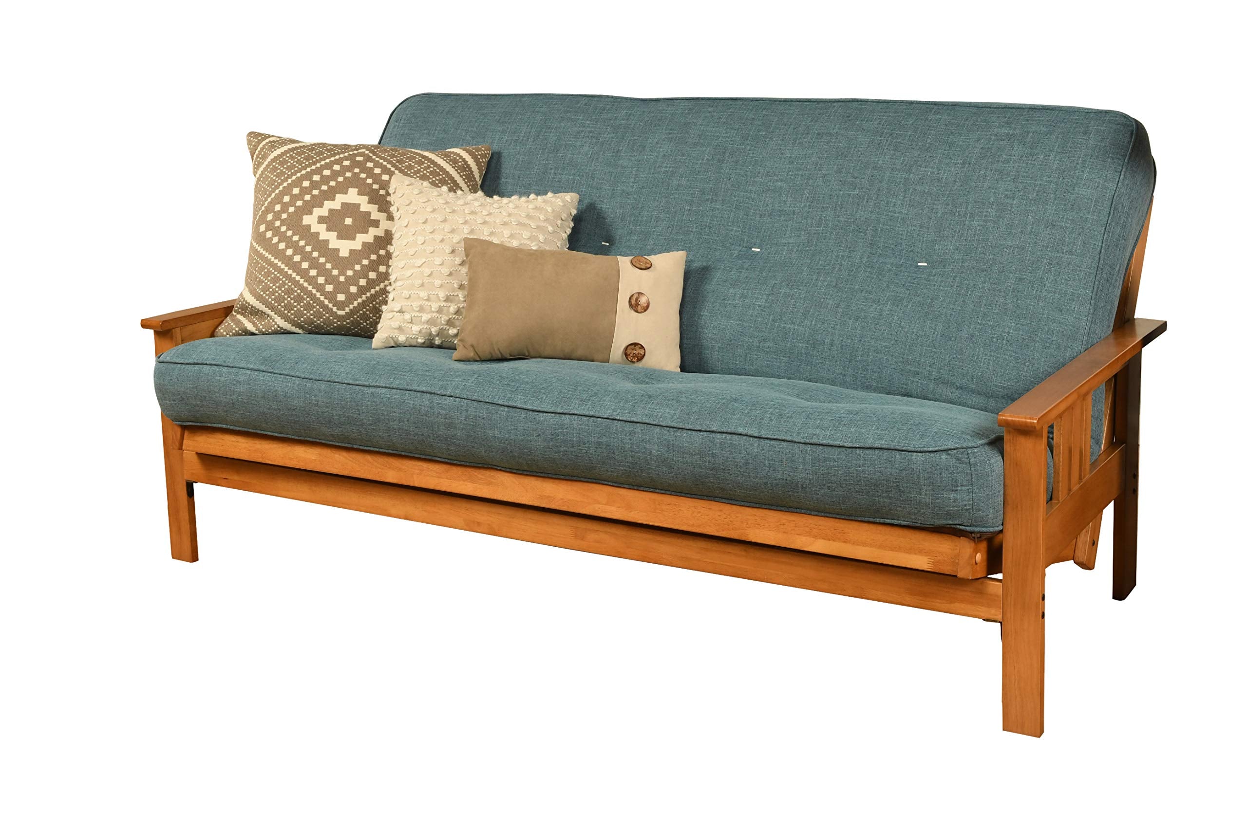 Kodiak Furniture Monterey Futon With Linen Fabric Mattress In Barbados/Aqua Blue