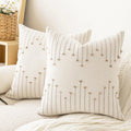 Lilepoy Boho Throw Pillow Covers 18X18 Set Of 2 Neutral Decorative Textured Cushion Case Farmhouse Pillowcase Modern Square Pill