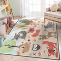 ALALAL Cartoon Forest Animals Area Rug, Cute Woodland Deer Rabbit Bear Fox Owl Bird Rugs for Nursery Children Kids Girls Room Pl