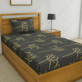 Huesland By Ahmedabad Cotton 144 Tc Cotton Single Bedsheet With 1 Pillow Cover  Grey