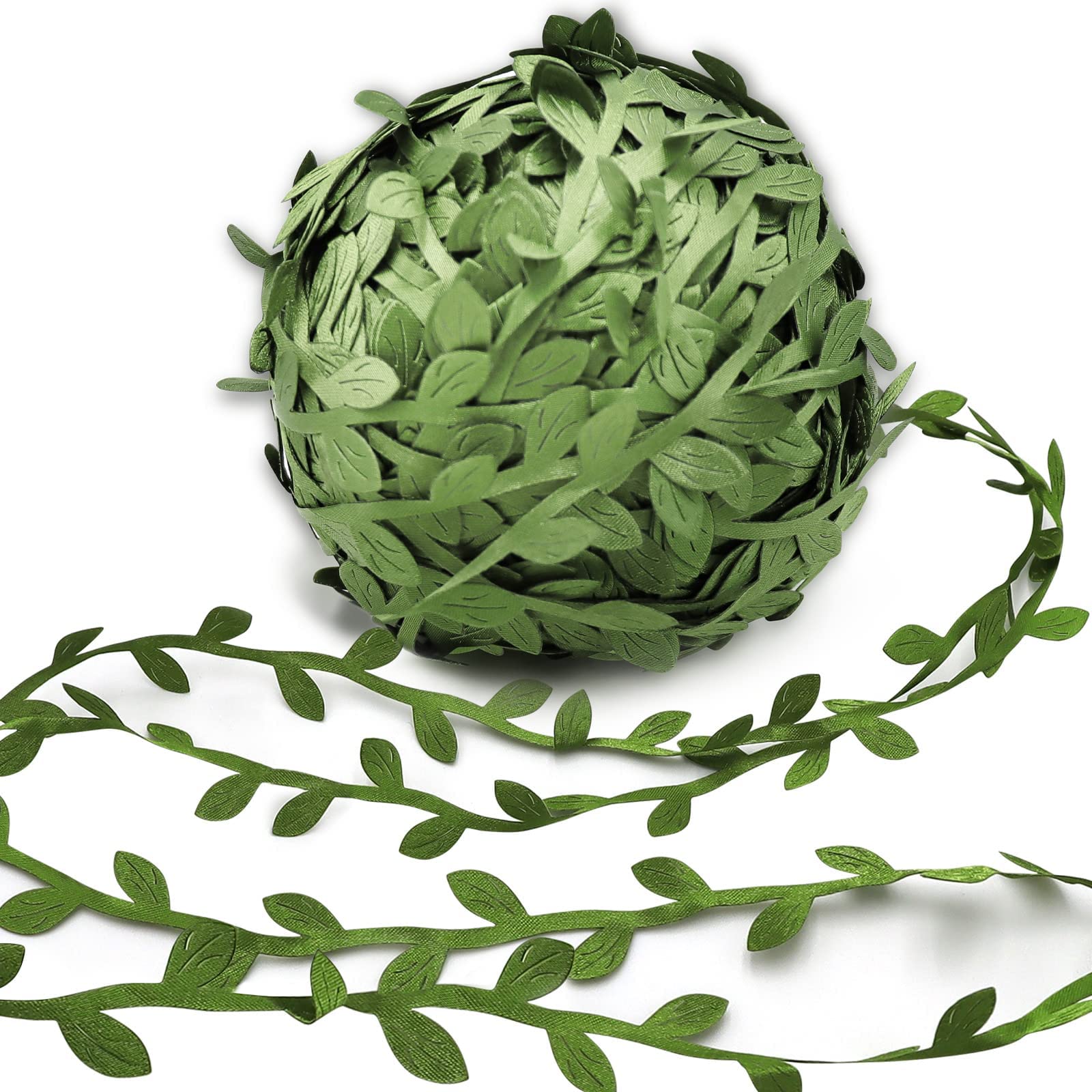 Hecaty 66 ft Leaf Ribbon, Artificial Eucalyptus Garland Rattan Leaf String, Decorative Jungle Plant Green, Suitable for Baby Sho
