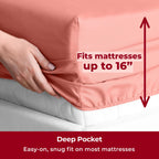 Mellanni Queen Sheet Set - 6-Piece Iconic Collection Bedding, (Including 4 Pillowcases), 16-Inch Deep Pocket, Easy Care, Extra Soft, Cooling Sheets, Brushed Microfiber - Coral