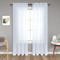 White Sheer Curtains 90 Inches Long for Living Room 2 Panels Set Rod Pocket Transparent Window Curtain Panels for Bedroom 52x90 