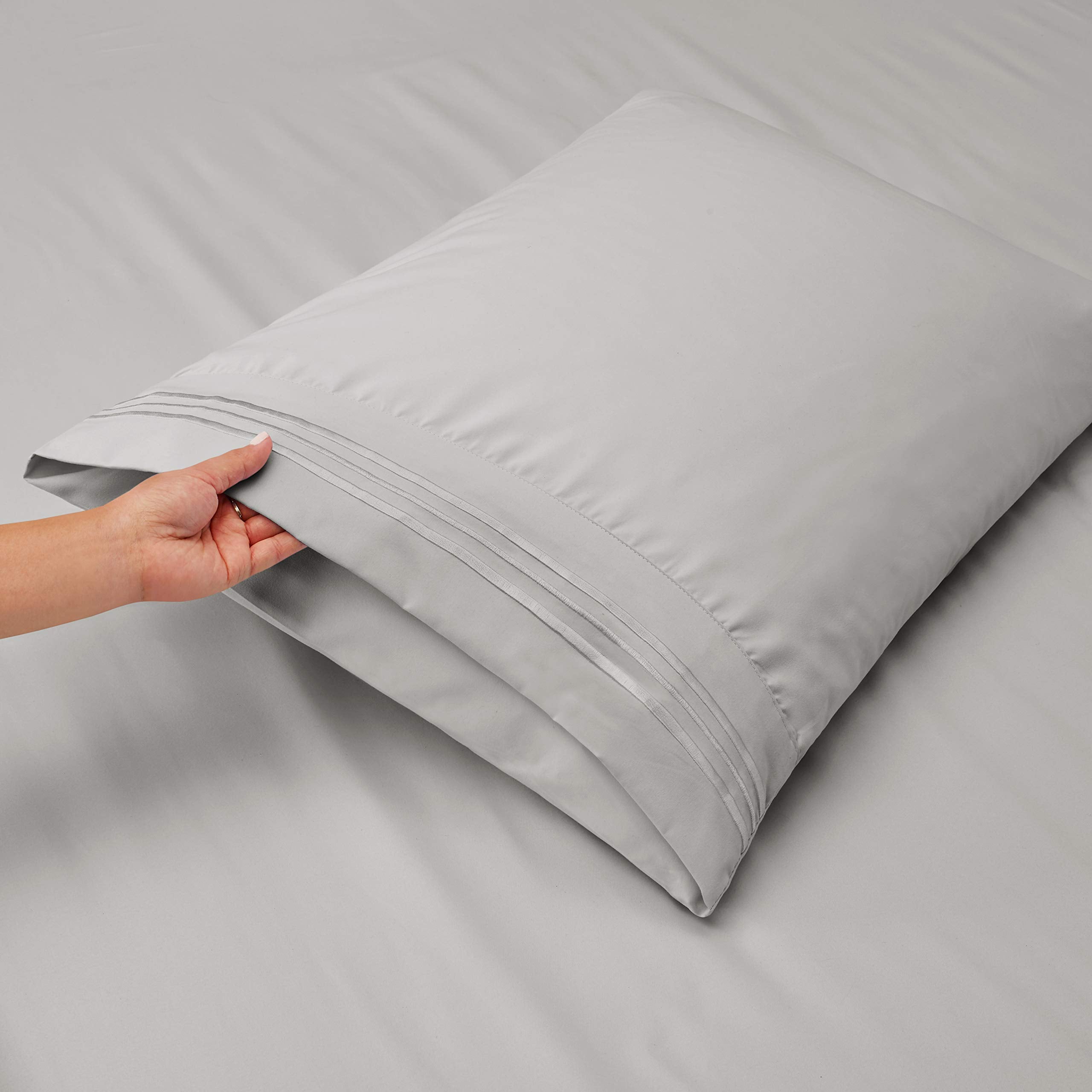 Clara Clark King Sheets, 6 Piece Set - Hotel Luxury Sheets For King Size Bed, Super Soft Bedding Sheets & Pillowcases, King Size Sheets, Silver