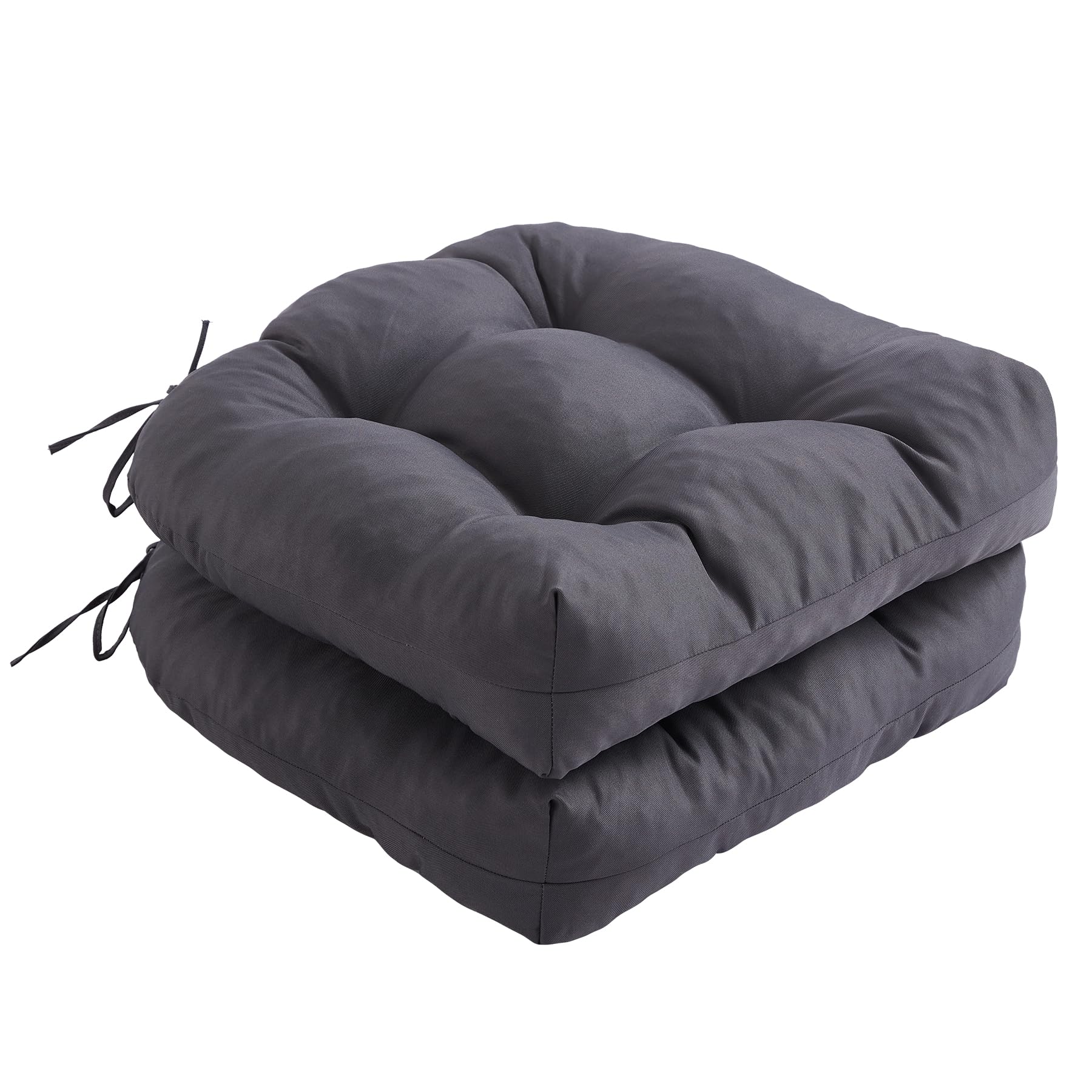 Outdoor Chair Cushions Set Of 2, Patio Furniture Cushions For Wicker Chairs, 19X19 Tufted Outdoor Seat Cushions With Ties, Water