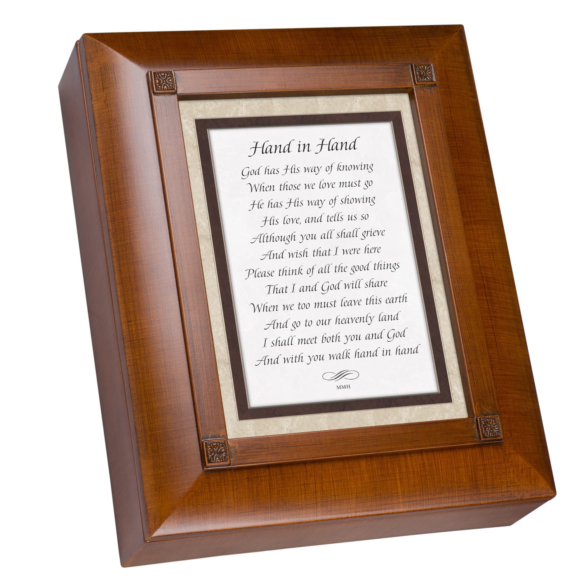 Cottage Garden Hand in Hand Woodgrain Remembrance Keepsake Box
