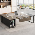 Tribesigns 70.8-Inch Executive Desk with 55-Inch File Cabinet, Large L Shaped Computer Desk with Storage Cabinet and Shelves, In