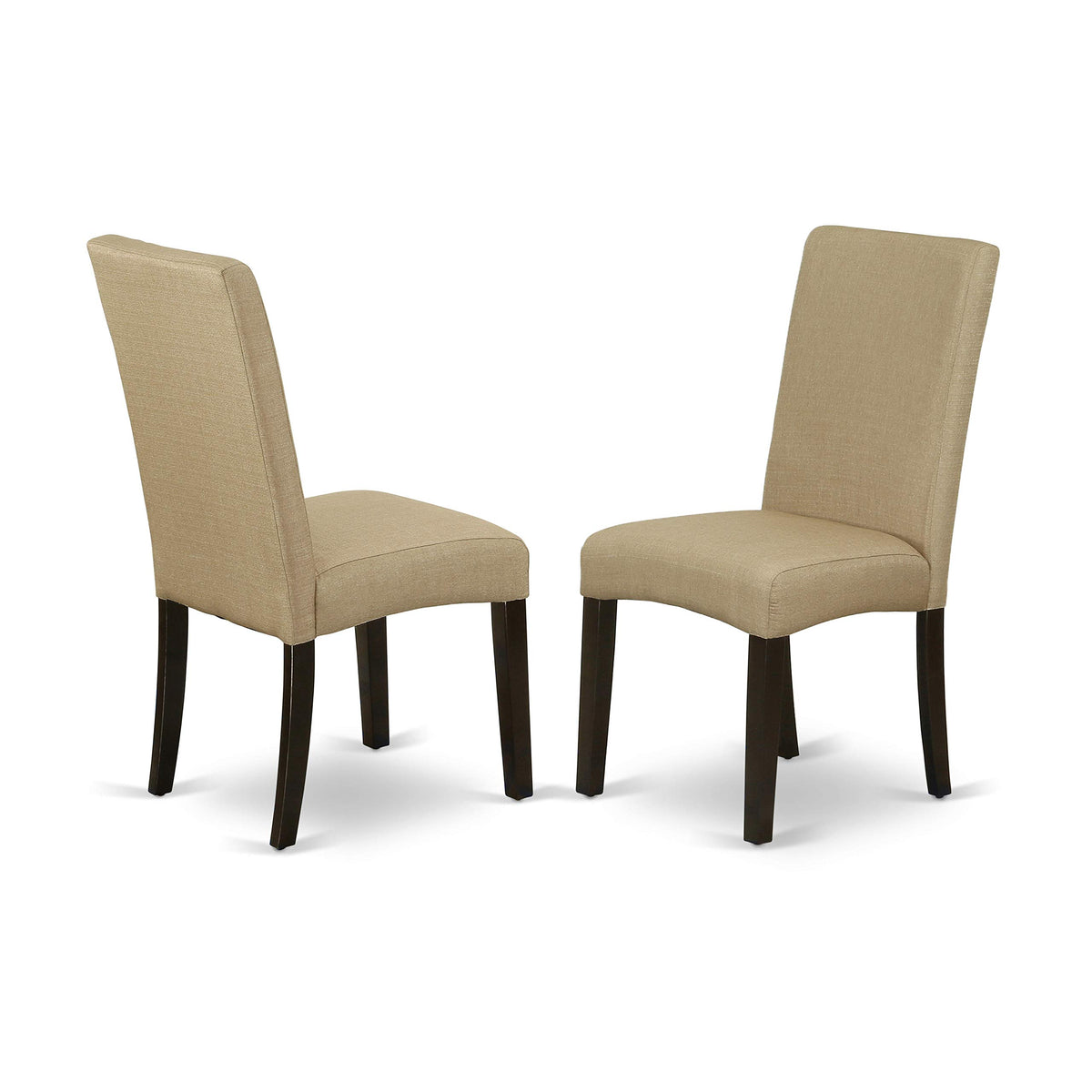 East West Furniture 6Pc Rectangular 48/60 Inch Table And Six Parson Chair With Cappuccino Finish Leg And Linen Fabric- Brown Color