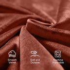 Lazzzy Orange Velvet Curtains Room Darkening Thermal Insulated Curtains 90 Inch Length Window Drapes For Bedroom Living Room Super Soft Luxury Grommetwindow Treatment 2 Panels, Rust Red