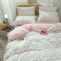 Floral Girls Duvet Cover Full Size Cotton Pink Floral Duvet Cover Chic Garden Flower Bedding Sets Lightweight Soft Aesthetic Flo