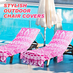 Oudain 2 Pcs Beach Chair Covers With Side Pockets Boho Pool Chaise Lounge Cover Mandala Microfiber Chaise Lounge Chair Towel Cover For Outdoor Garden Patio Sunbathing Lawn,28.7 X 82.5 Inch(Sweet)