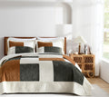 Grassix Velvet Queen Size Quilt Set - Summer Queen Size Comforter Set, Green Gold Bedspreads (90'X96') With 2 Pillow Shams For