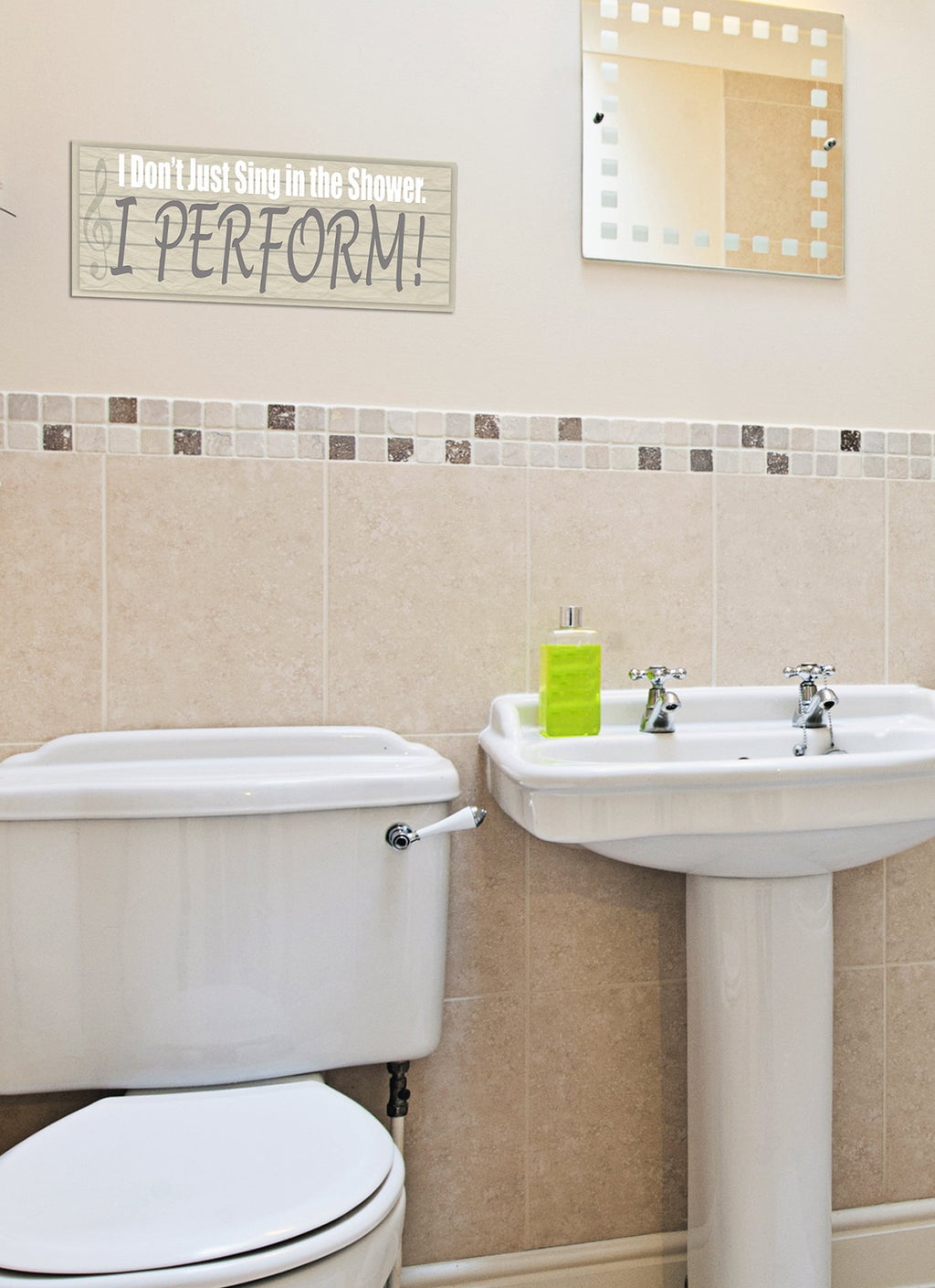 Stupell Home D  Cor I Don'T Sing In The Shower I Perform! Bathroom Wall Plaque, 7 X 0.5 X 17, Proudly Made In Usa