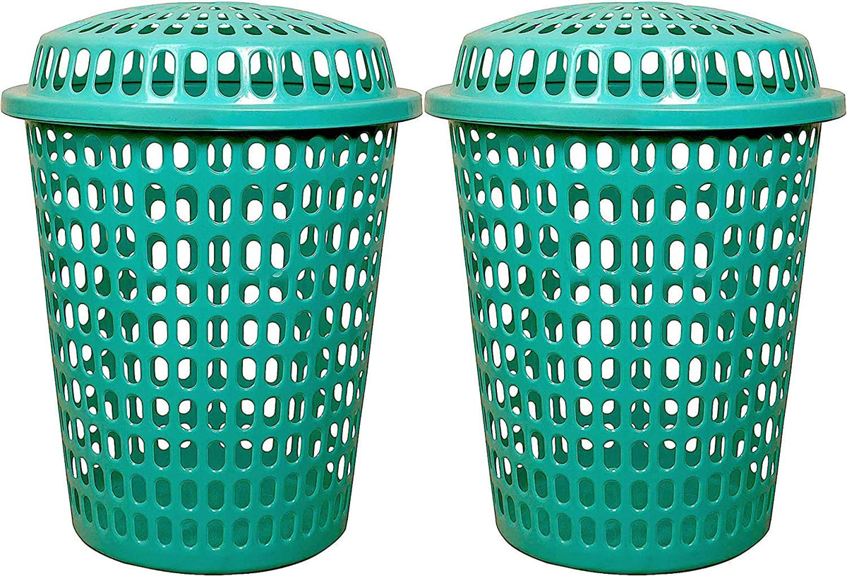 mastbus Plastic Laundry Basket With Lid Big Size For Clothes 50 Litre Hamper Bag Dress Storage Toys Organiser Cover Combo With C