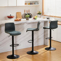 HeuGah Swivel Bar Stools Set of 3, Counter Height Bar Stools with Back, Adjustable Bar Stools 24 to 32, Deep Teal Faux Leather B